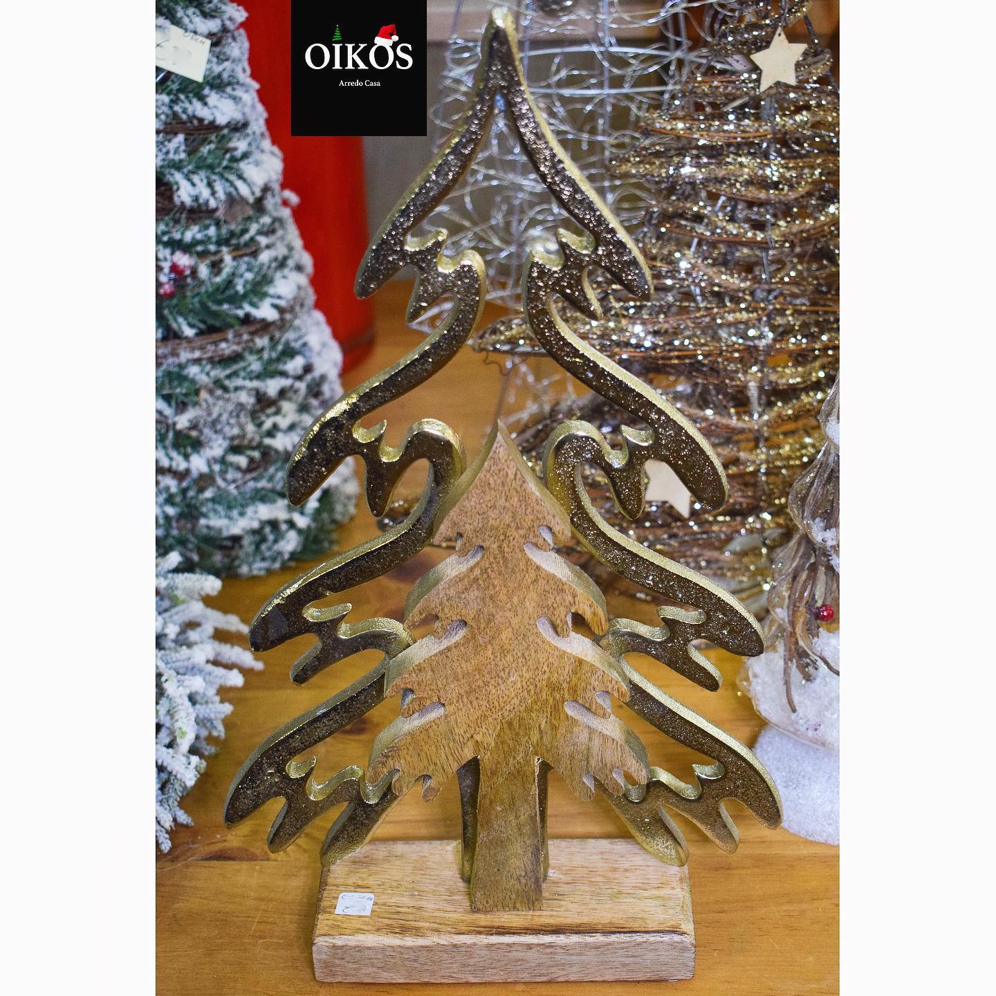 Albero di natale in legno e metallo h.39 cm