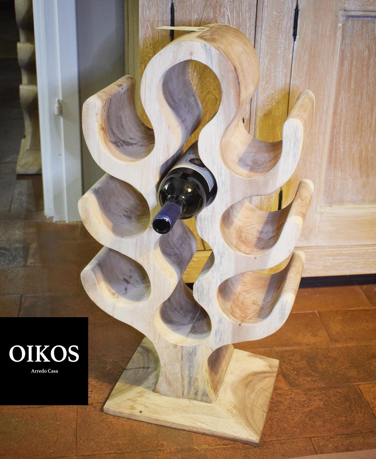 Portabottiglie in legno massello Albero 10 postazioni h. 71 cm