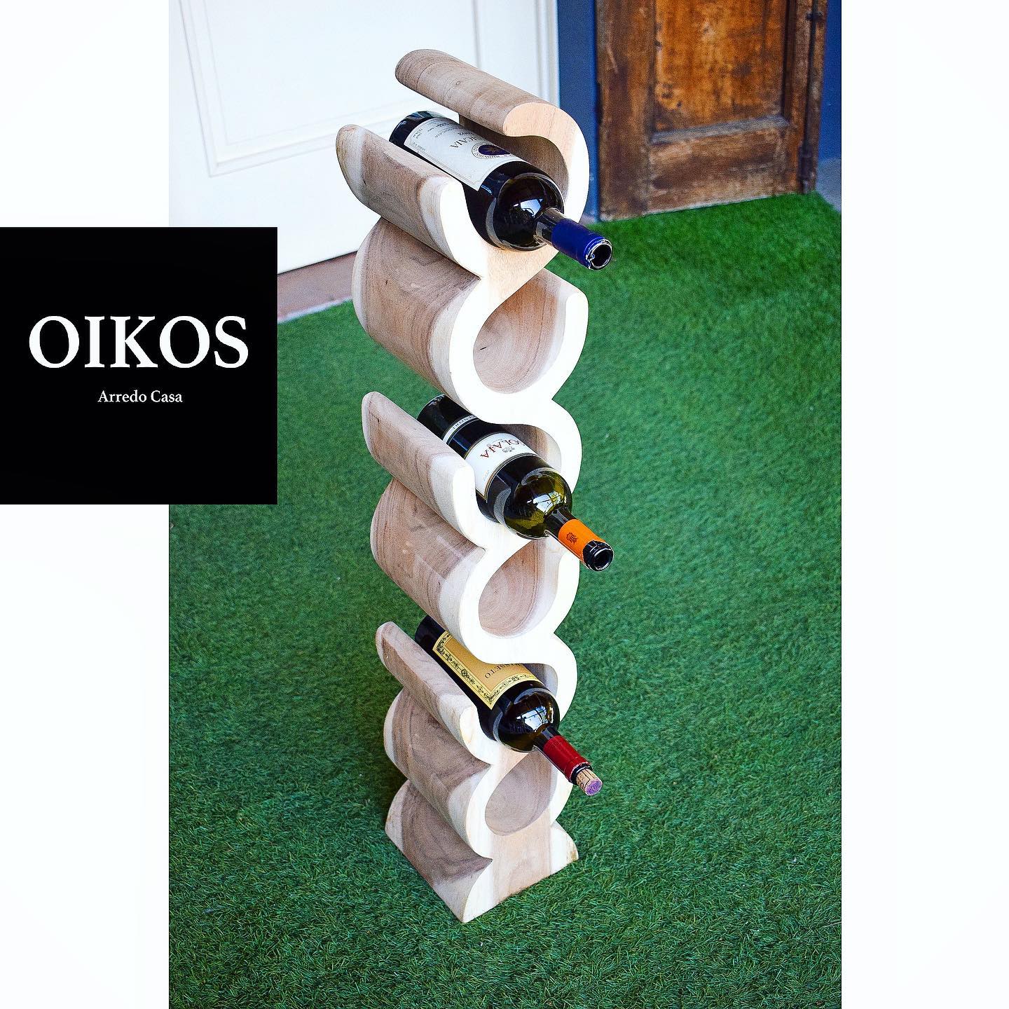 Portabottiglie in legno massello verticale 6 postazioni h. 100 cm