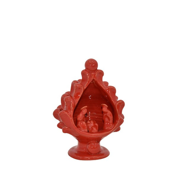 Natività a pigna h 12 rosso fuoco - realizzato a mano Antica scuola di Caltagirone