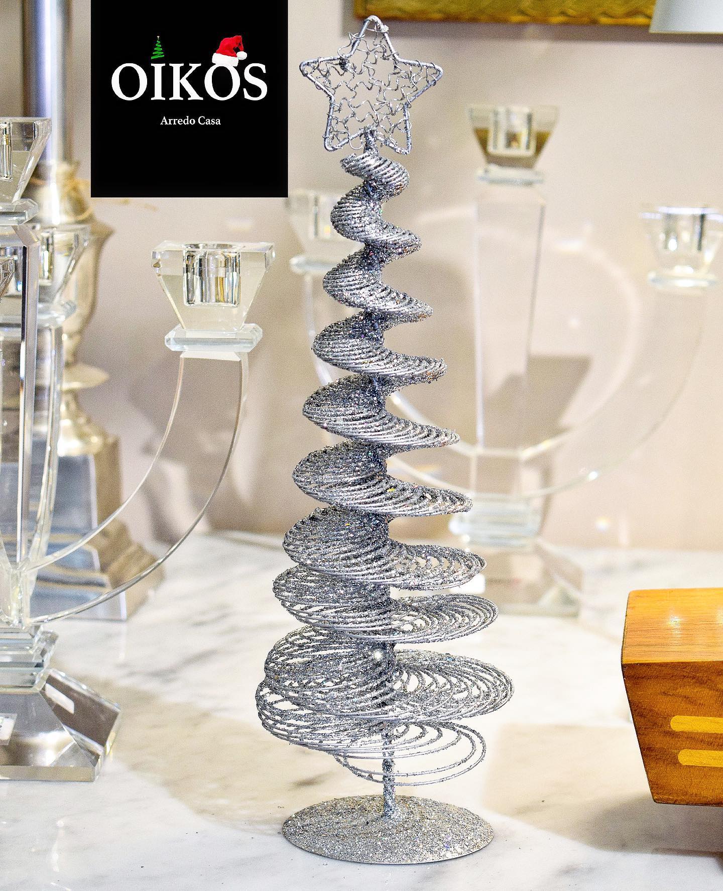 ALBERO DI NATALE IN FILO DI FERRO BRILLANTINATO H. 25 CM