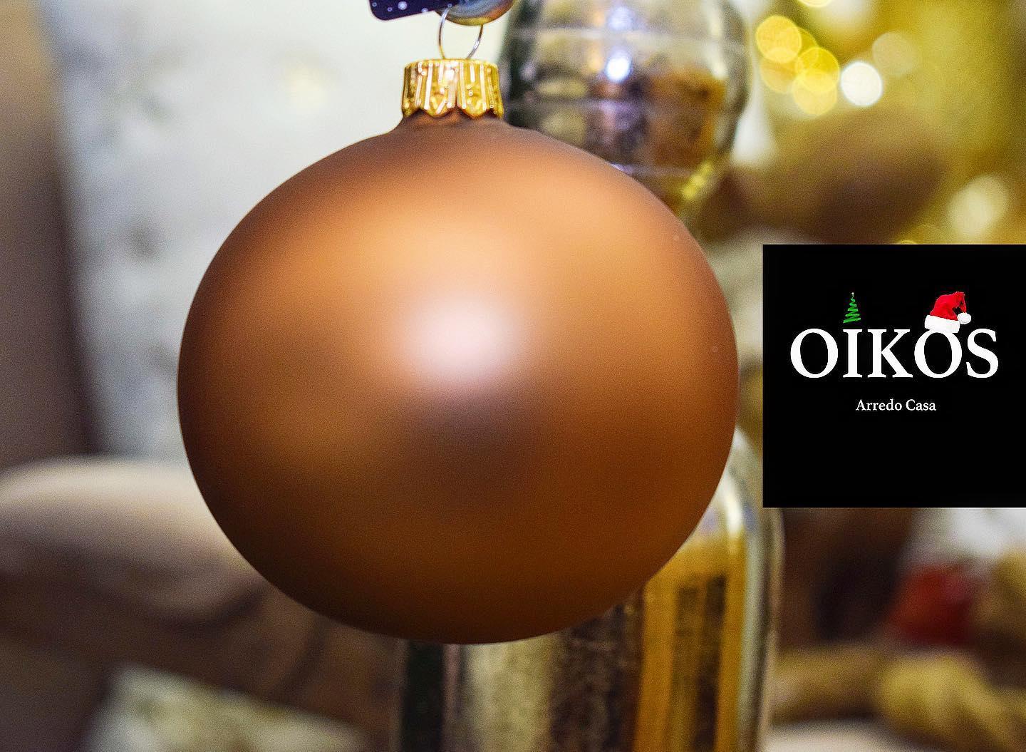 Box da 6 Decoro per Albero di Natale Pallina diam. 8 cm in vetro soffiato Color RAME OPACO Made in EU 3€ cad