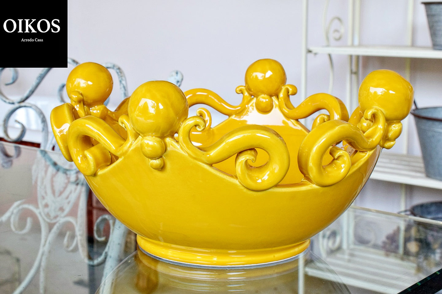 Caltagirone Centrotavola pallina Ø 25 Senape