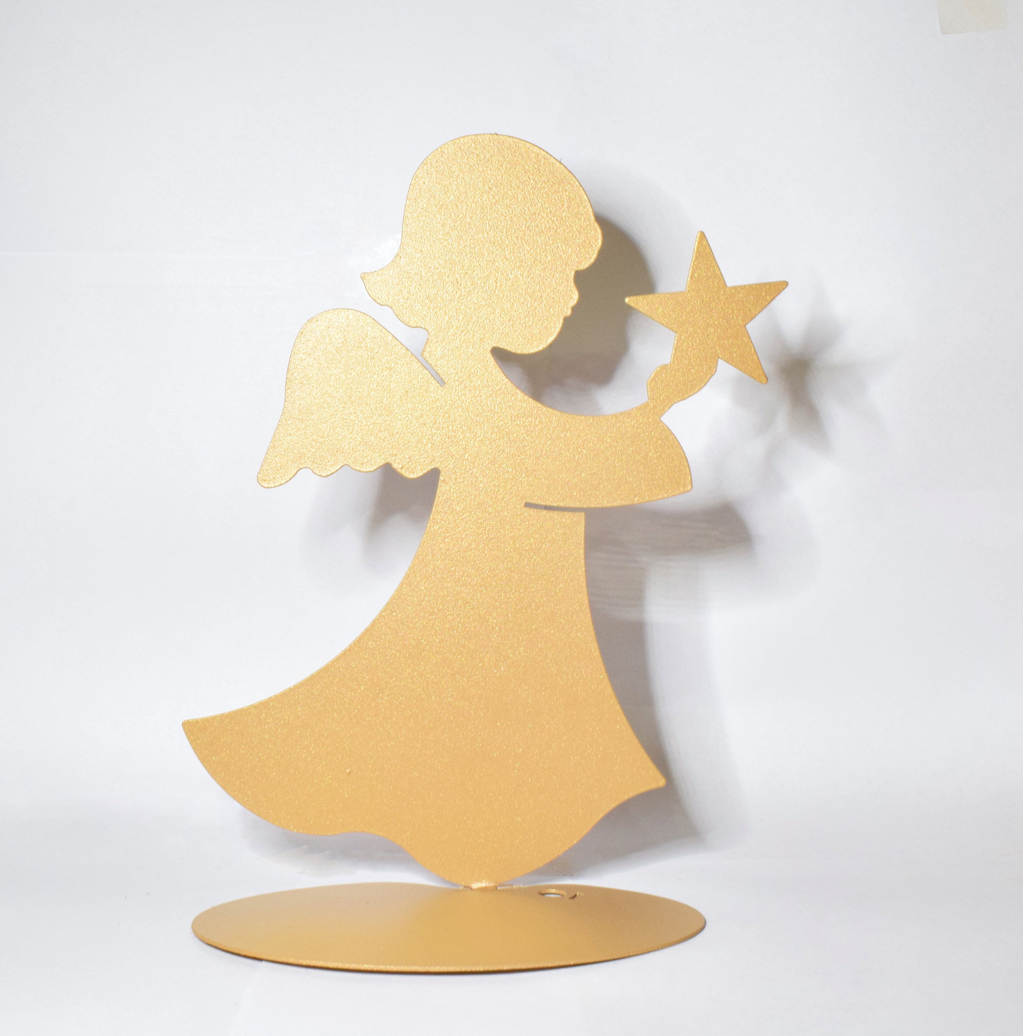 Soprammobile Acciaio tagliato a laser Natale - Decoro Angelo con Stella - disponibile in diverse dimensioni