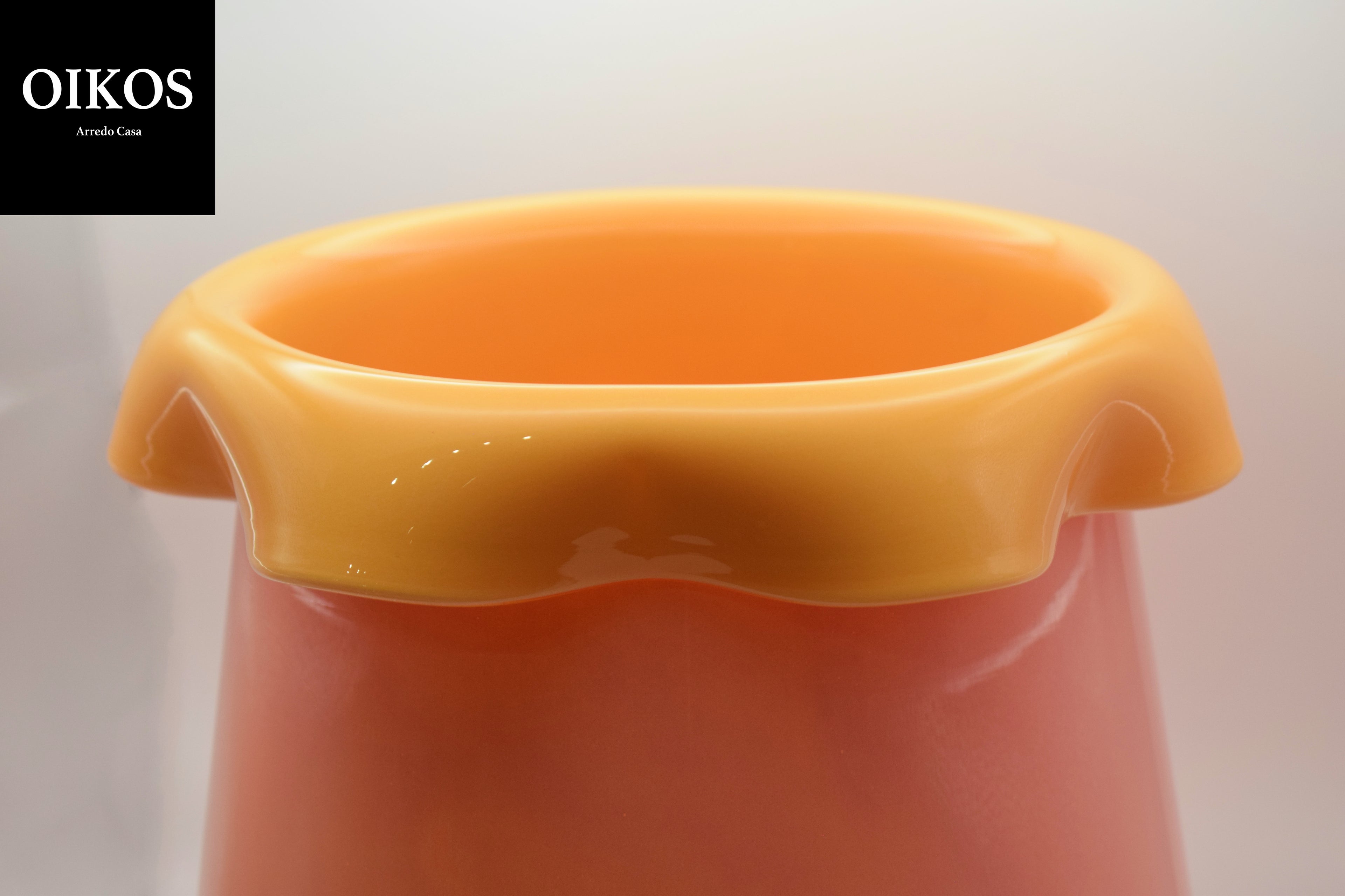 Vaso in vetro Nettare con doppia incamiciatura color fragola e pesca h. 26 cm diam. 19,5 cm