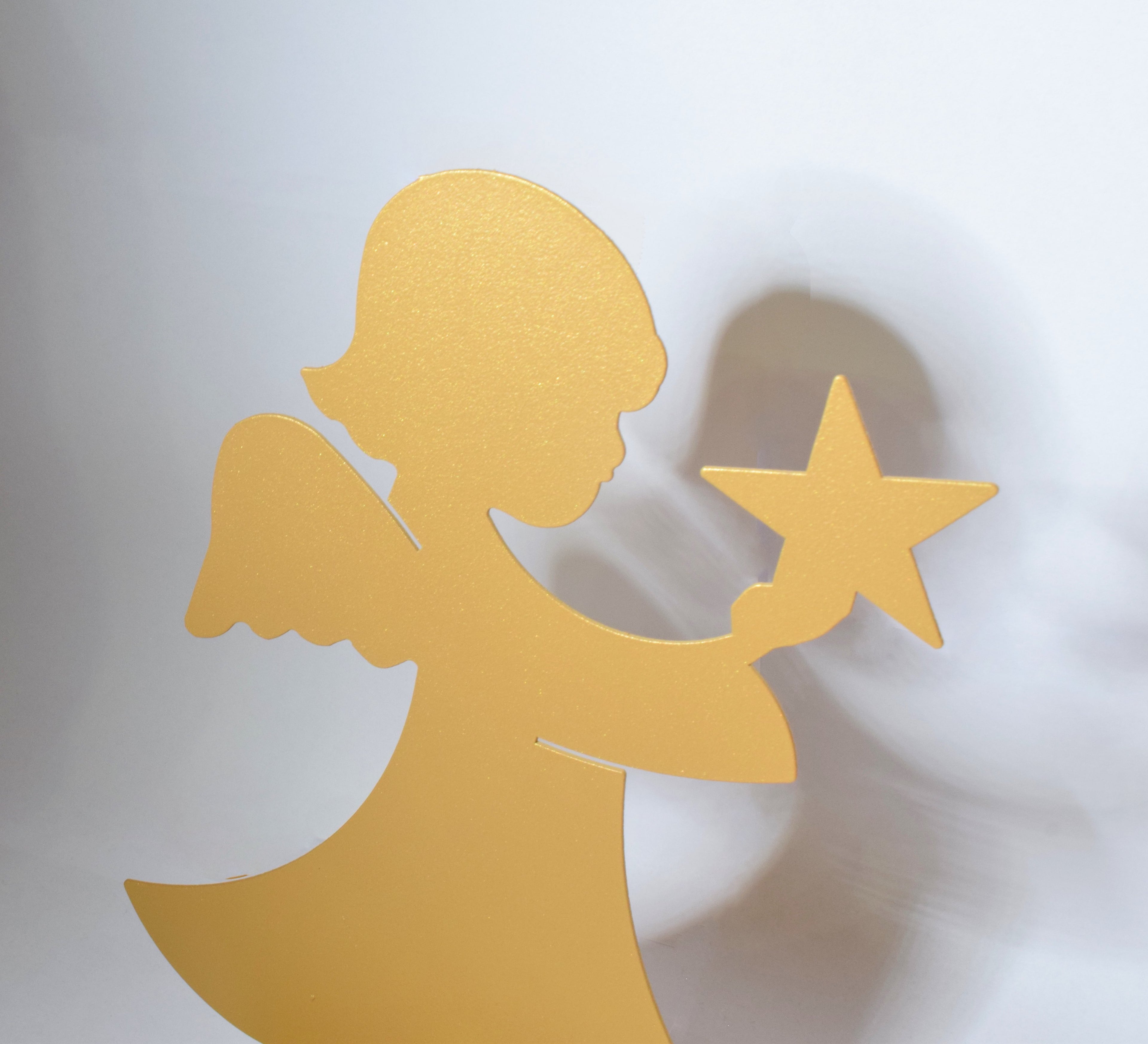 Soprammobile Acciaio tagliato a laser Natale - Decoro Angelo con Stella - disponibile in diverse dimensioni