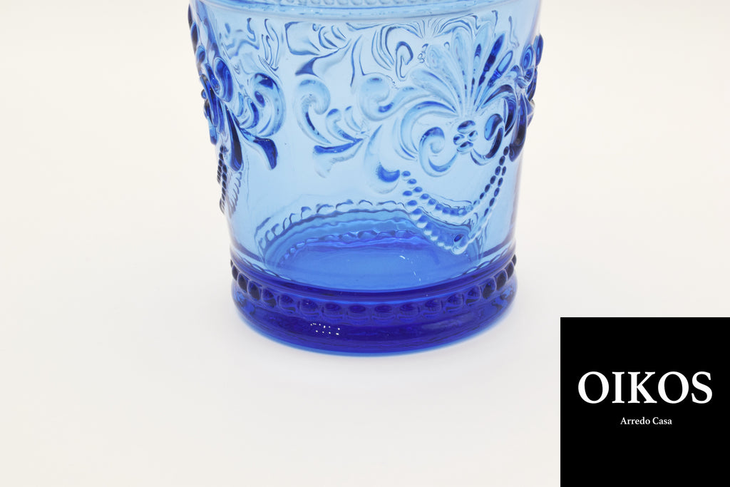 Bicchiere acqua Blu in pasta di vetro colorata h. 10 cm diam. 7,5 cm