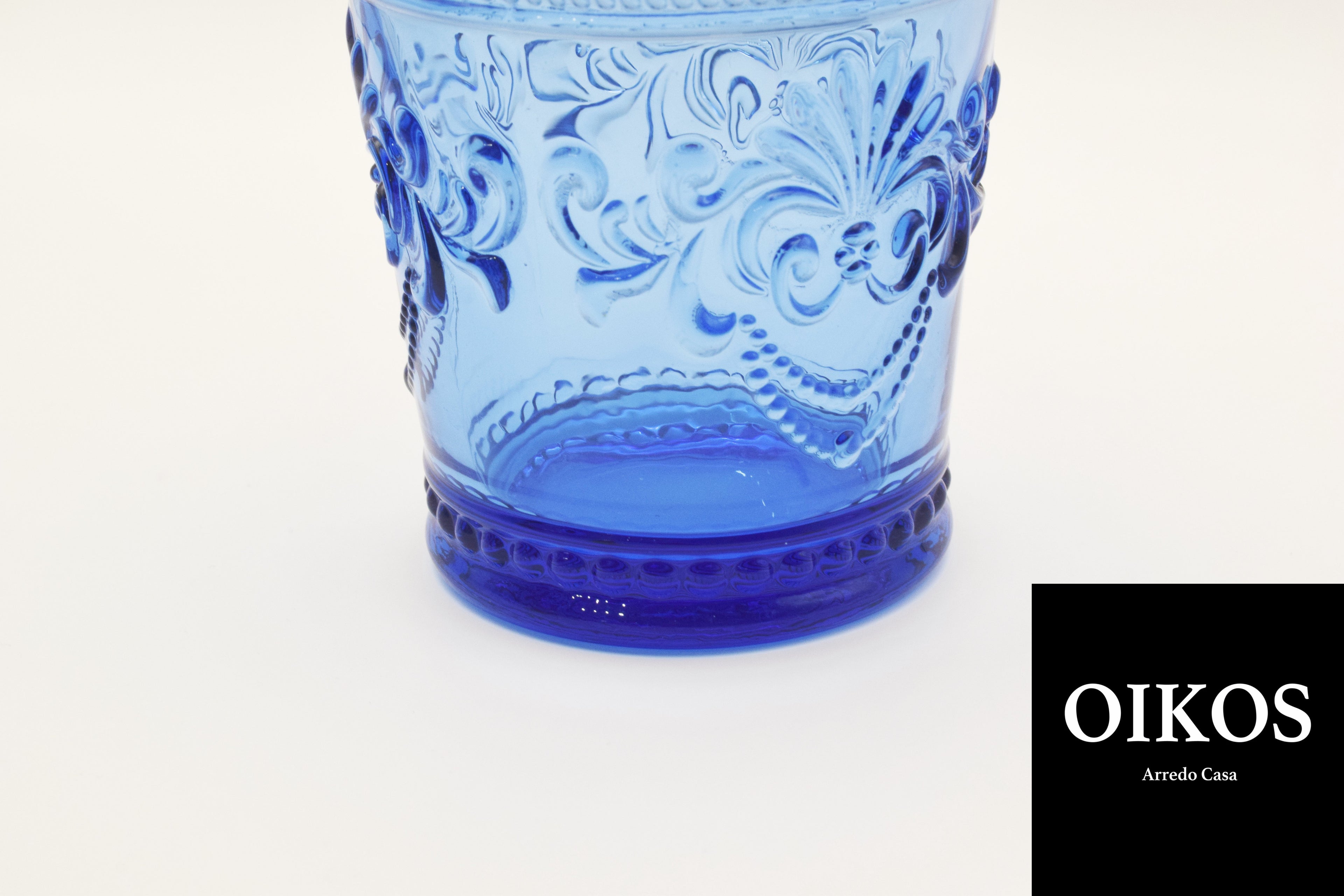 Bicchiere acqua Blu in pasta di vetro colorata h. 10 cm diam. 7,5 cm