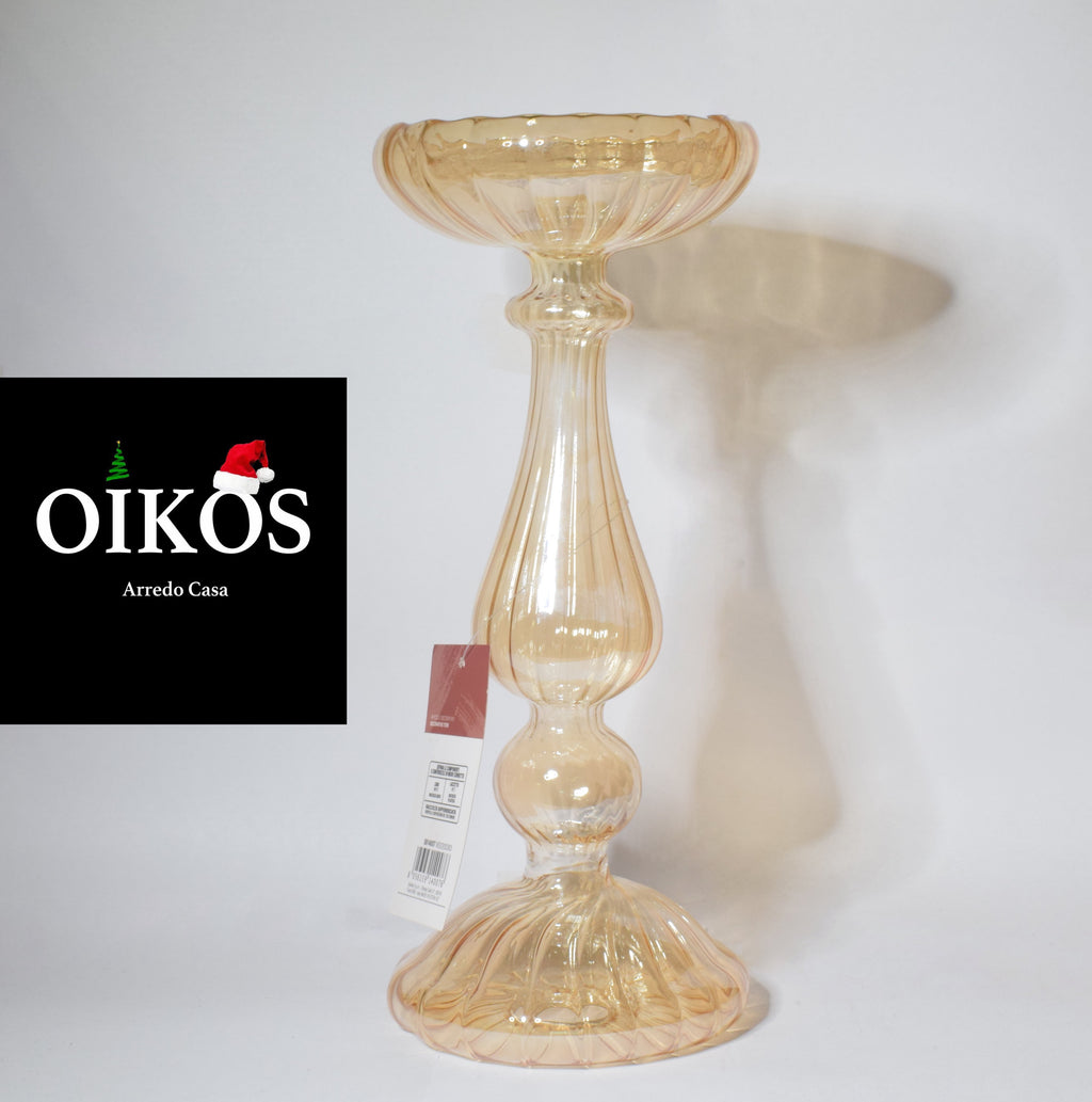 Portacandela in PVC soffiato effetto vetro h. 25 cm