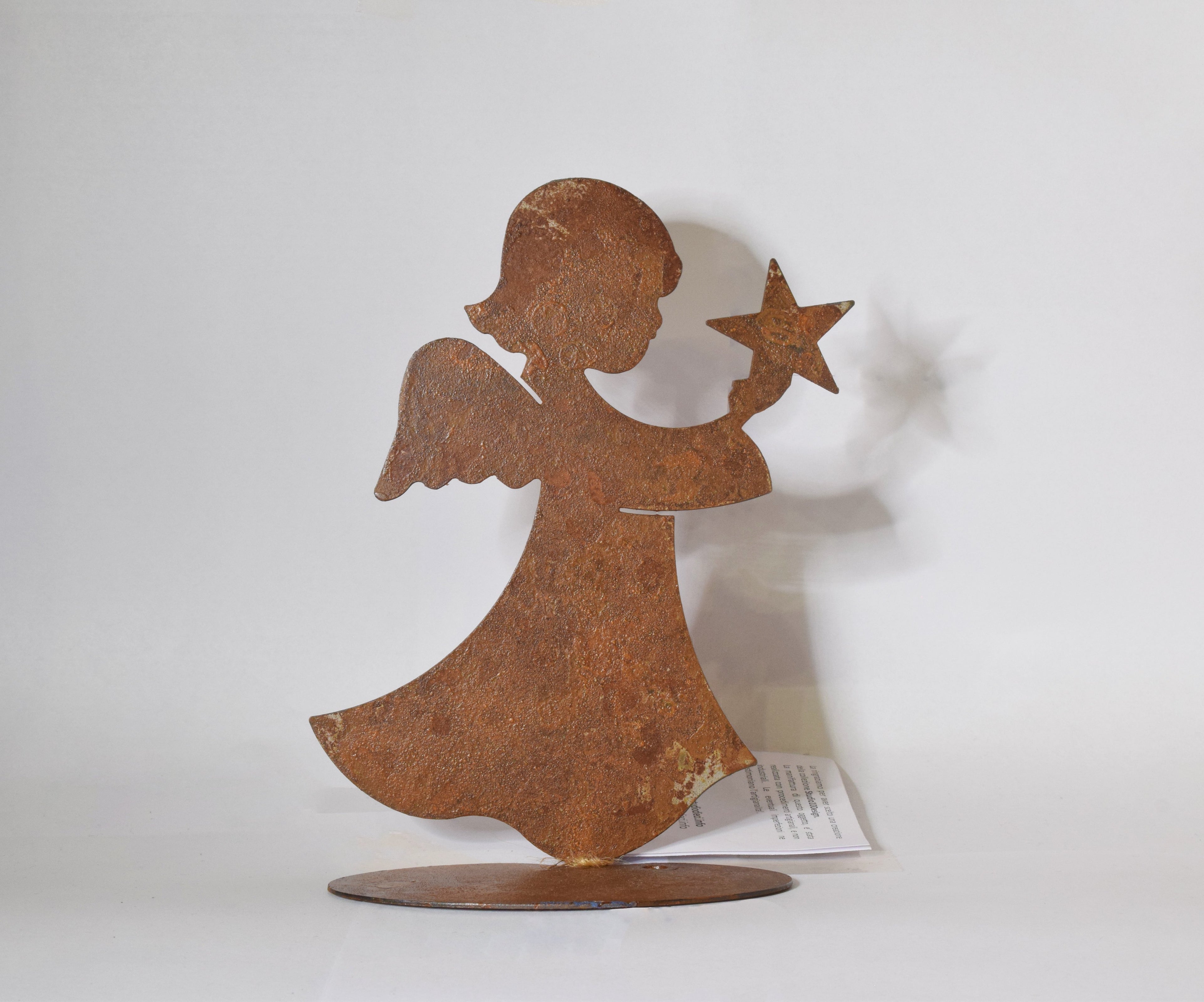 Soprammobile Acciaio tagliato a laser Natale - Decoro Angelo con Stella - disponibile in diverse dimensioni