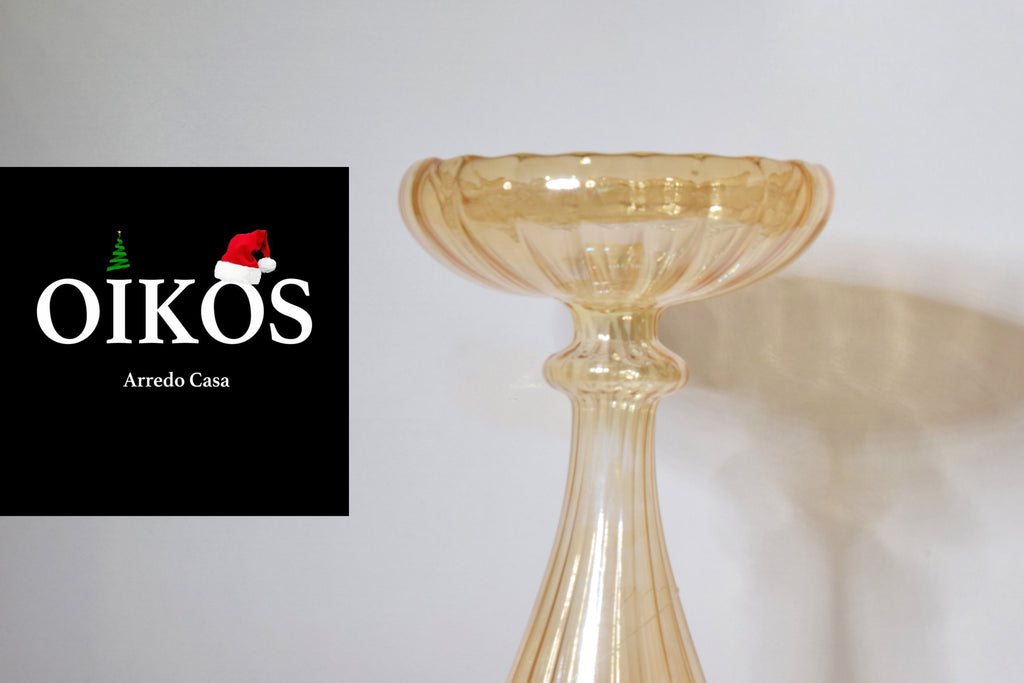 Portacandela in PVC soffiato effetto vetro h. 25 cm