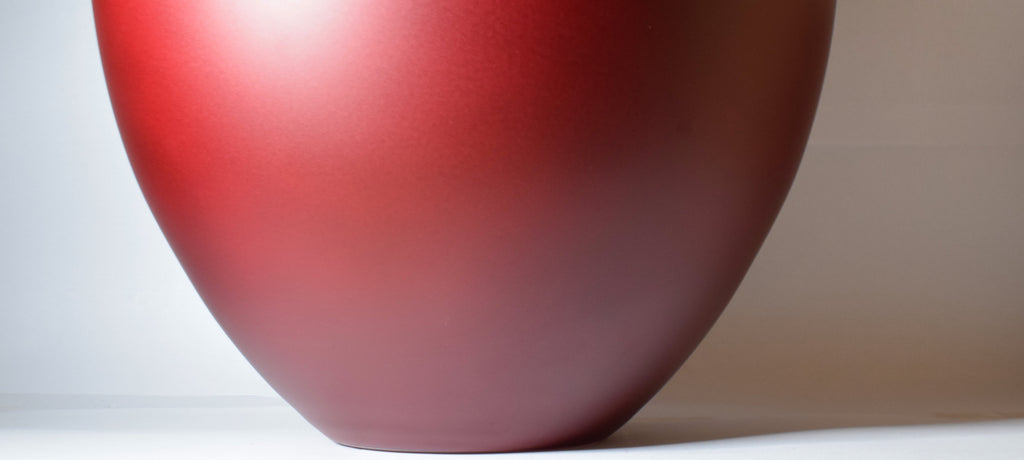 Vaso in vetro dipinto a mano Certificato dai mastri vetrai IVV - colorazione Bordeaux opaco diam. 24 cm h. 22 cm