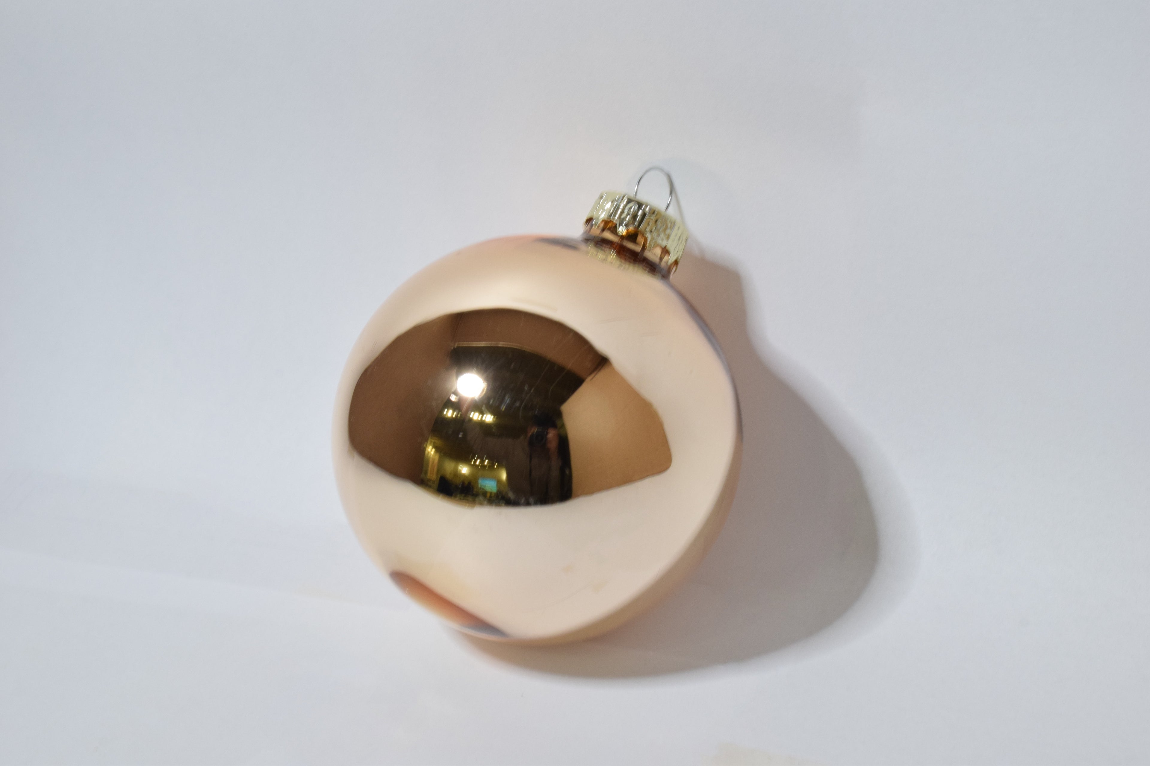 Box da 6 Decoro per Albero di Natale Pallina diam. 8 cm in vetro soffiato Color ORO ROSA CROMO Made in EU 4,5€ cad