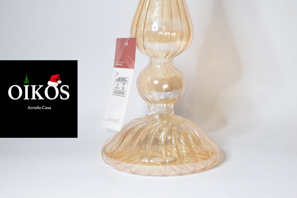 Portacandela in PVC soffiato effetto vetro h. 25 cm