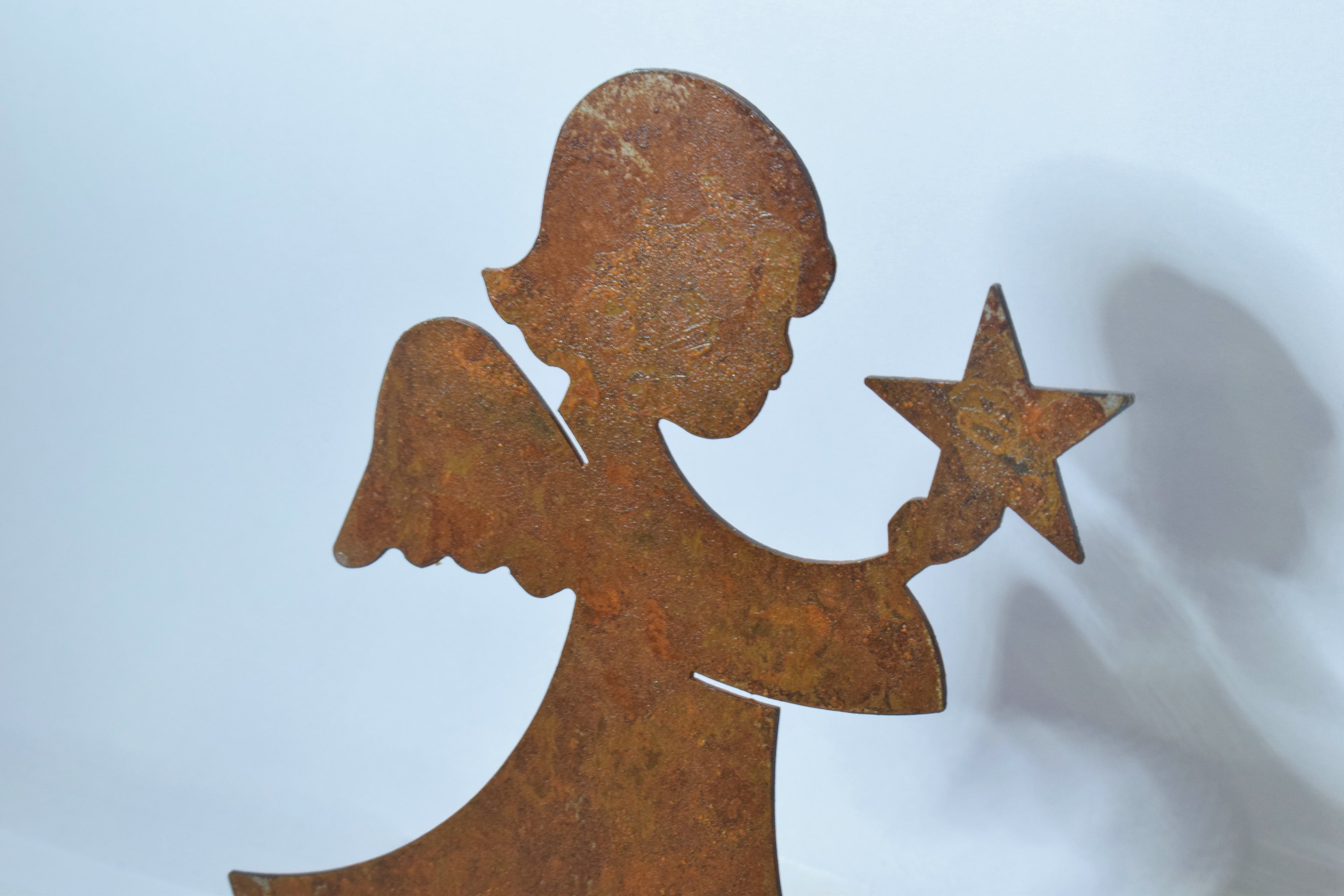 Soprammobile Acciaio tagliato a laser Natale - Decoro Angelo con Stella - disponibile in diverse dimensioni