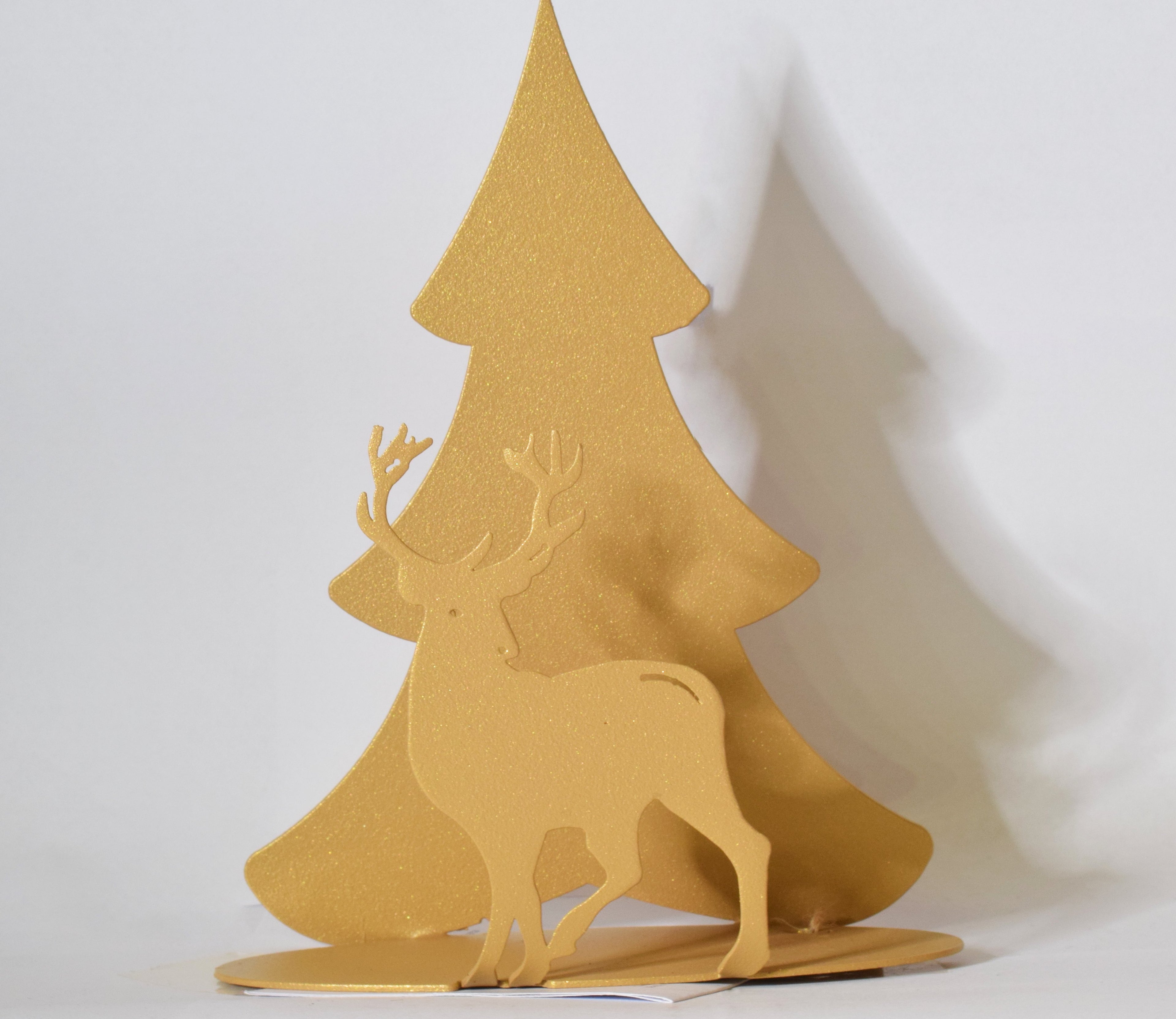 Soprammobile Acciaio tagliato a laser Natale - Decoro Albero di Natale con Renna - disponibile in diverse dimensioni