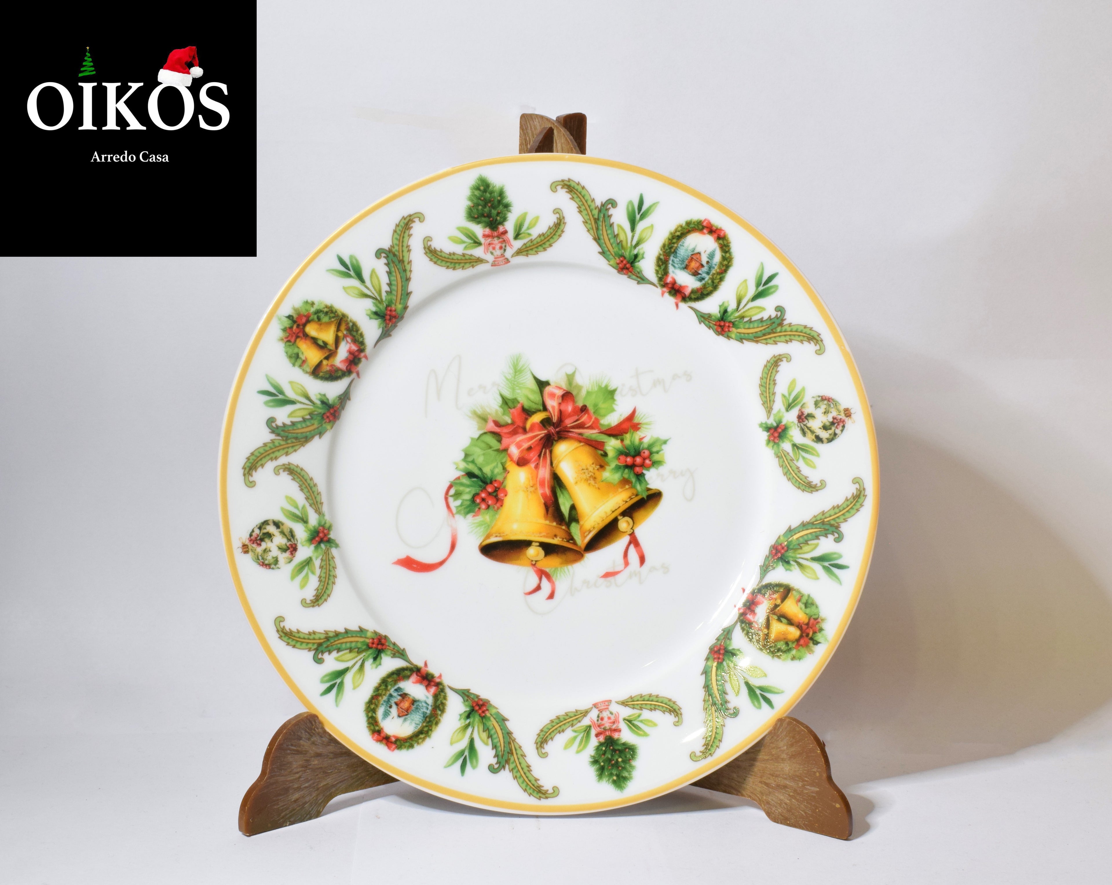 Servizio da n° 6 Posti tavola decoro Natale con Campane in Fine Porcellana resistente