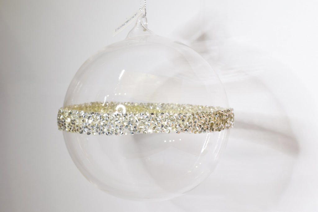 Decoro per Albero di Natale Pallina "Saturno" in vetro soffiato  - diametro 12 cm