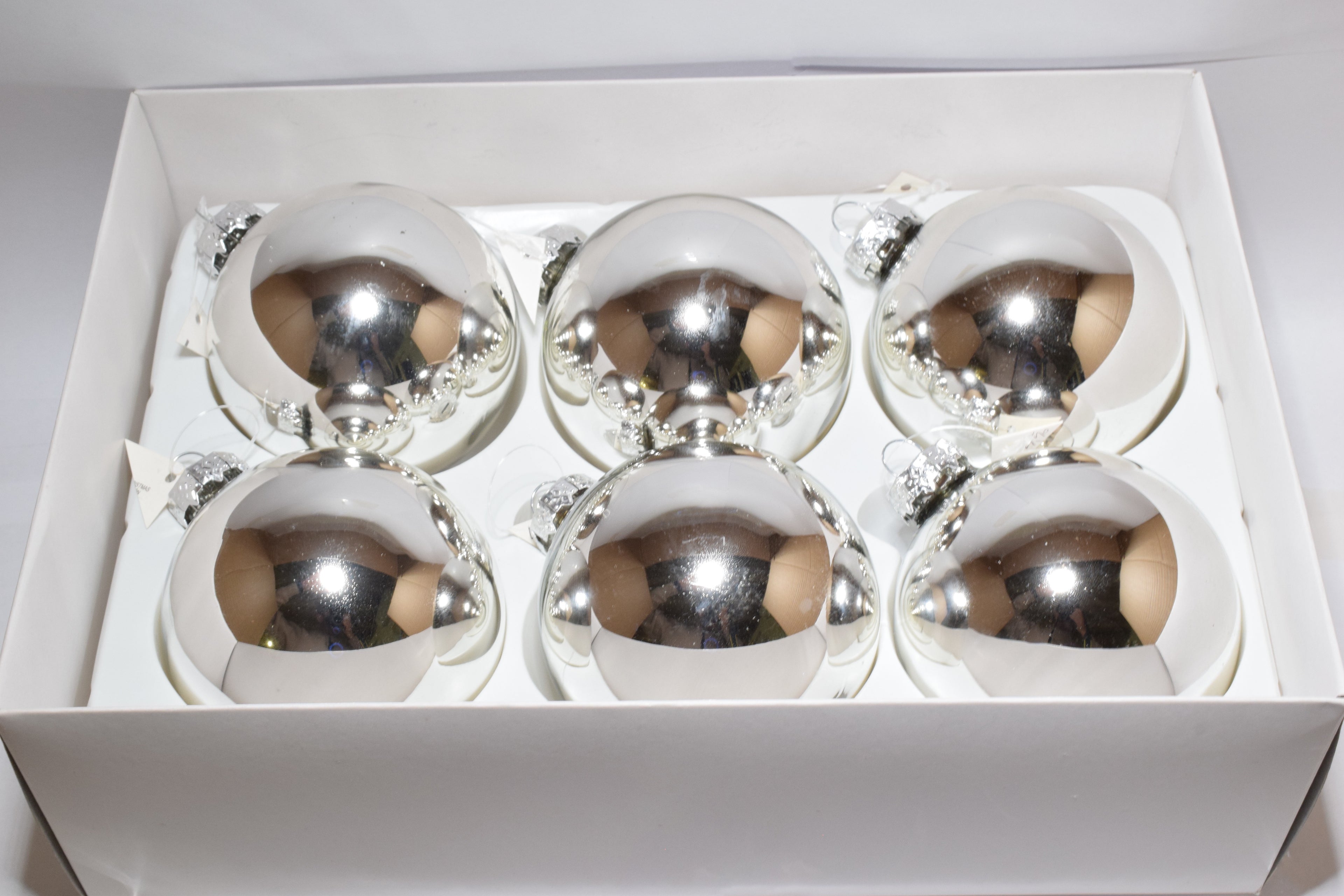 Box da 6 Decoro per Albero di Natale Pallina diam. 8 cm in vetro soffiato Color CROMATE Made in EU 4,5€ cad