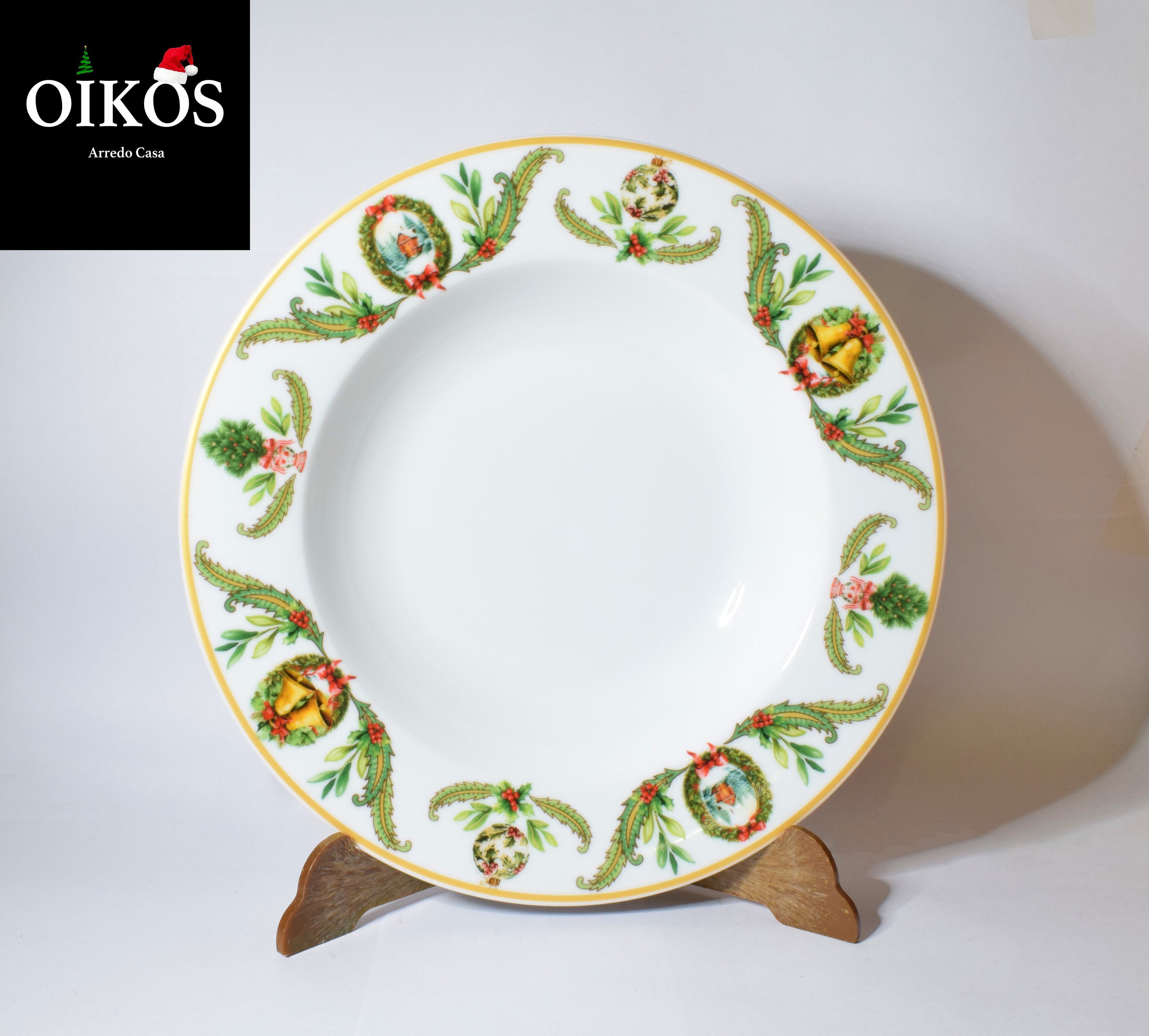 Servizio da n° 6 Posti tavola decoro Natale con Campane in Fine Porcellana resistente