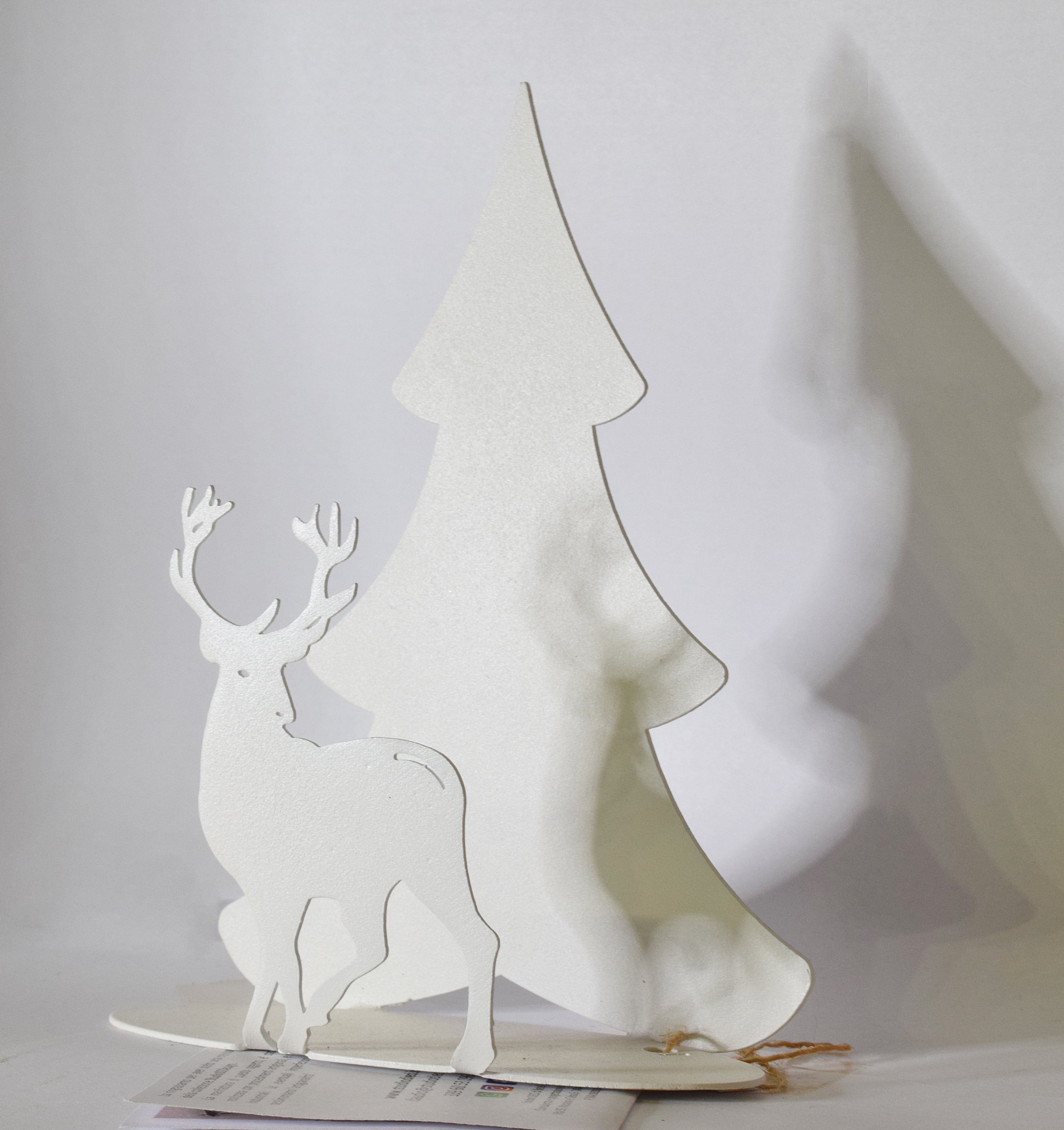 Soprammobile Acciaio tagliato a laser Natale - Decoro Albero di Natale con Renna - disponibile in diverse dimensioni