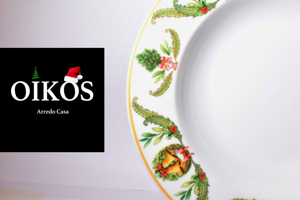 Servizio da n° 6 Posti tavola decoro Natale con Campane in Fine Porcellana resistente