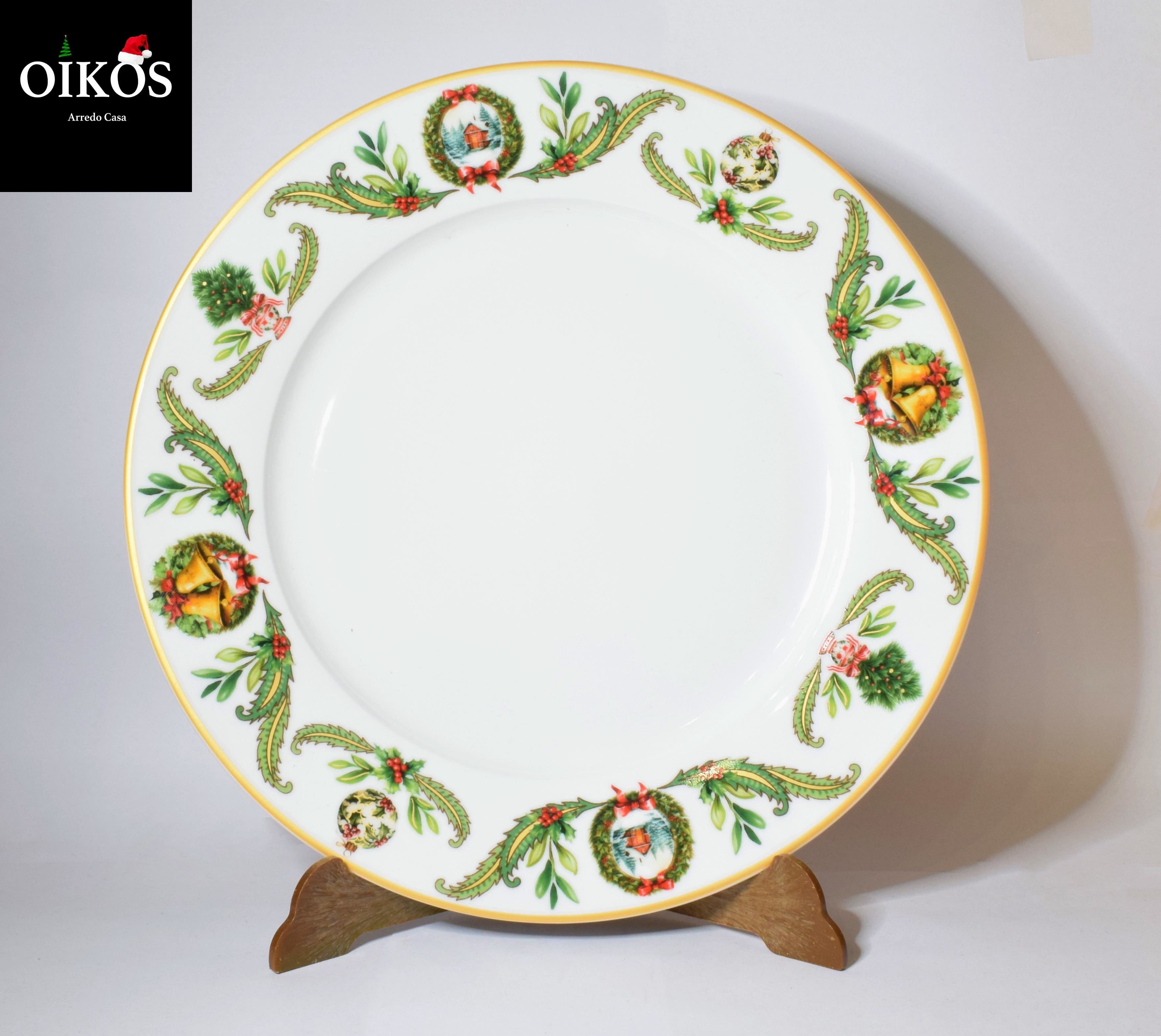 Servizio da n° 6 Posti tavola decoro Natale con Campane in Fine Porcellana resistente