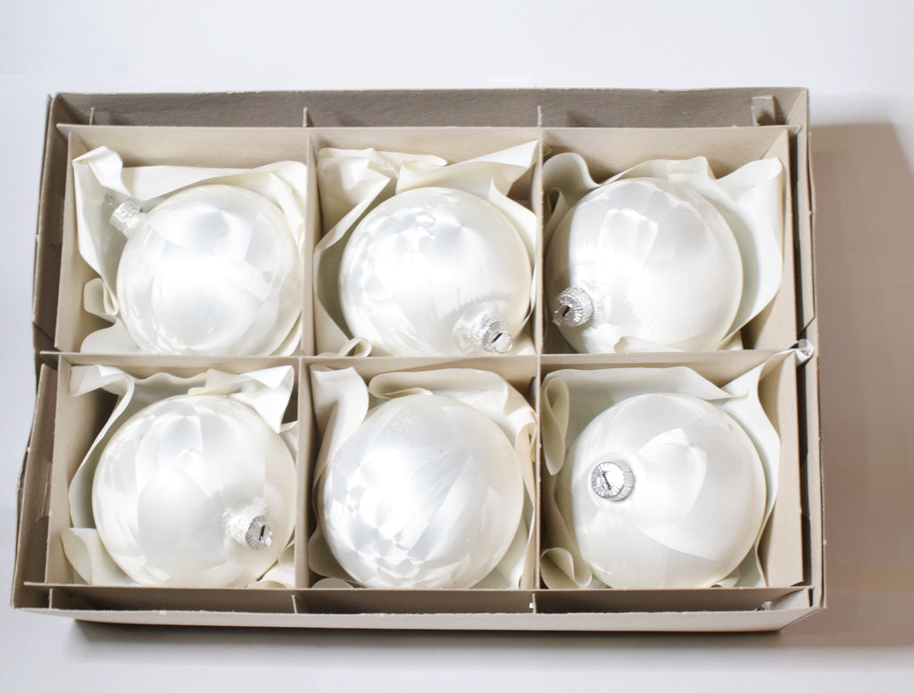 Box da 6 Decoro per Albero di Natale Pallina diam. 8 cm in vetro soffiato Color effetto GHIACCIO Made in EU 3€ cad.