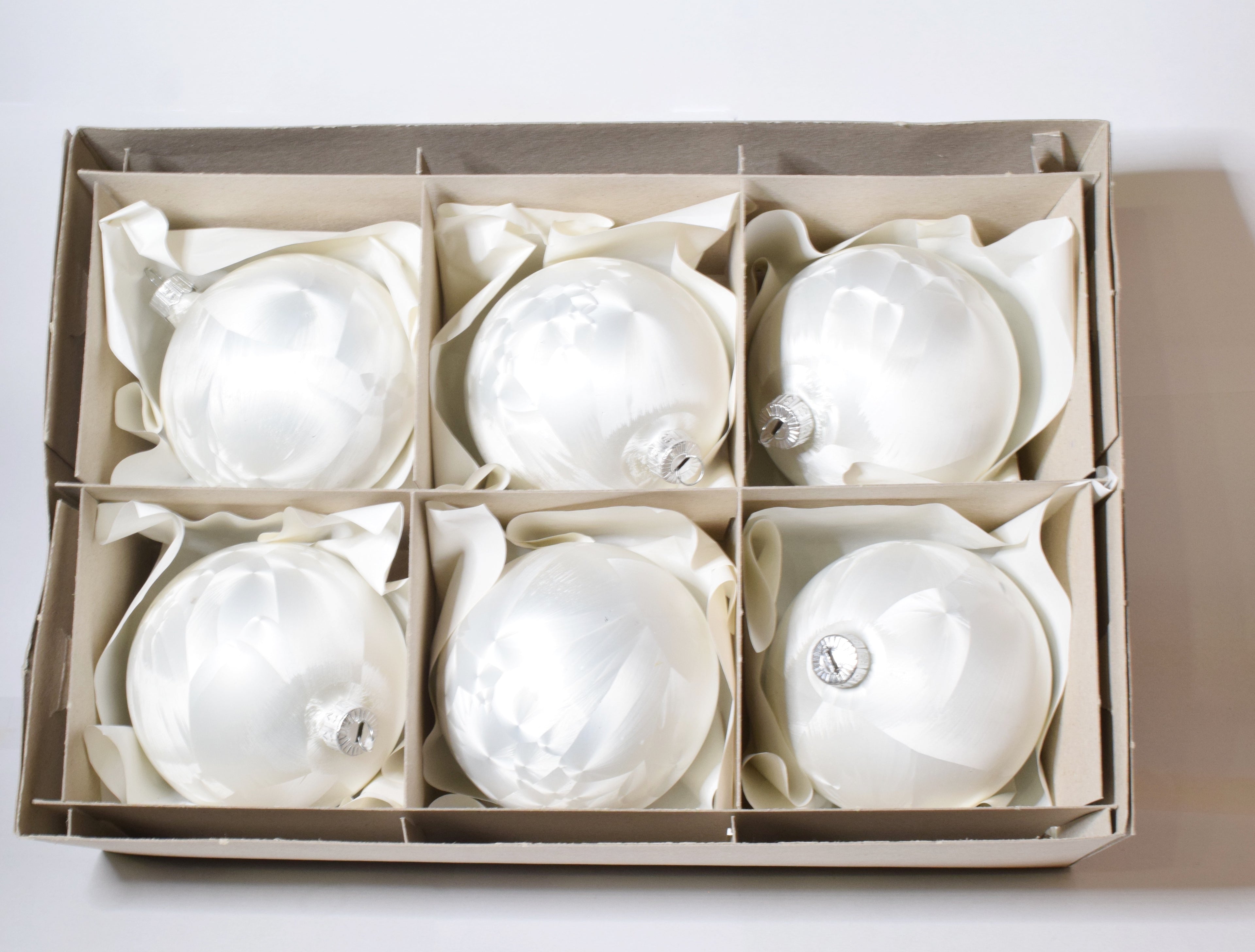 Box da 6 Decoro per Albero di Natale Pallina diam. 8 cm in vetro soffiato Color effetto GHIACCIO Made in EU 3€ cad.