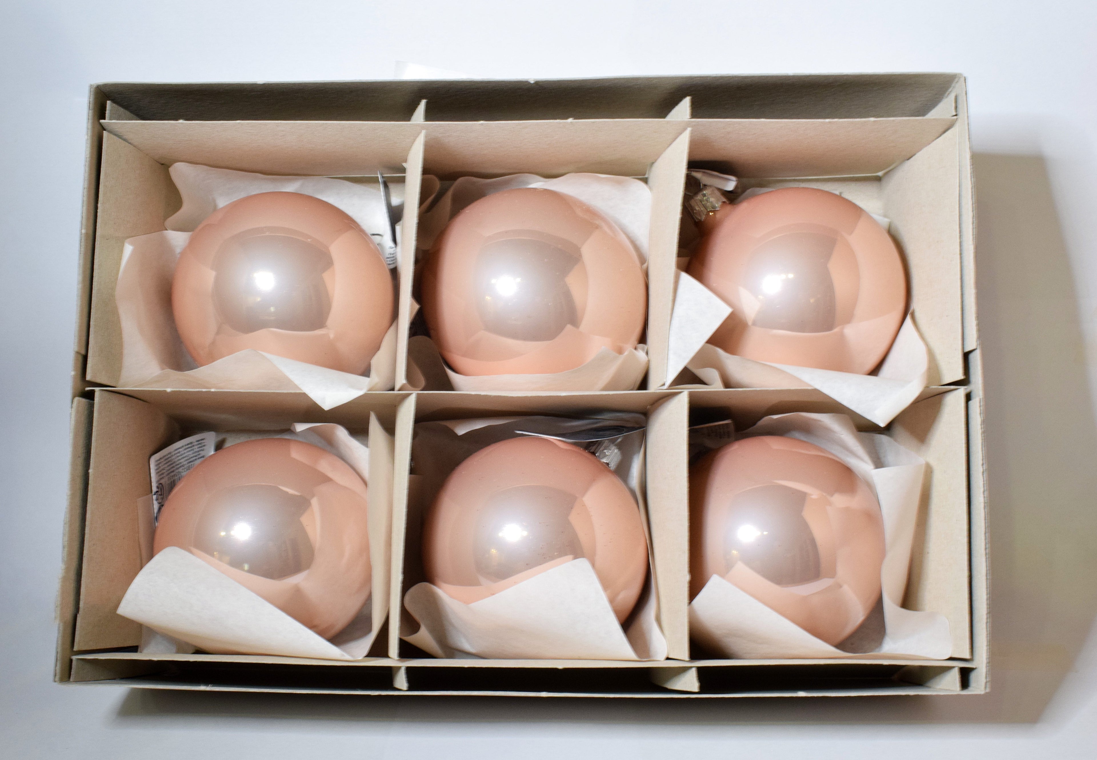 Box da 6 Decoro per Albero di Natale Pallina diam. 8 cm in vetro soffiato Color Cipria Made in EU 3,5€ cad.