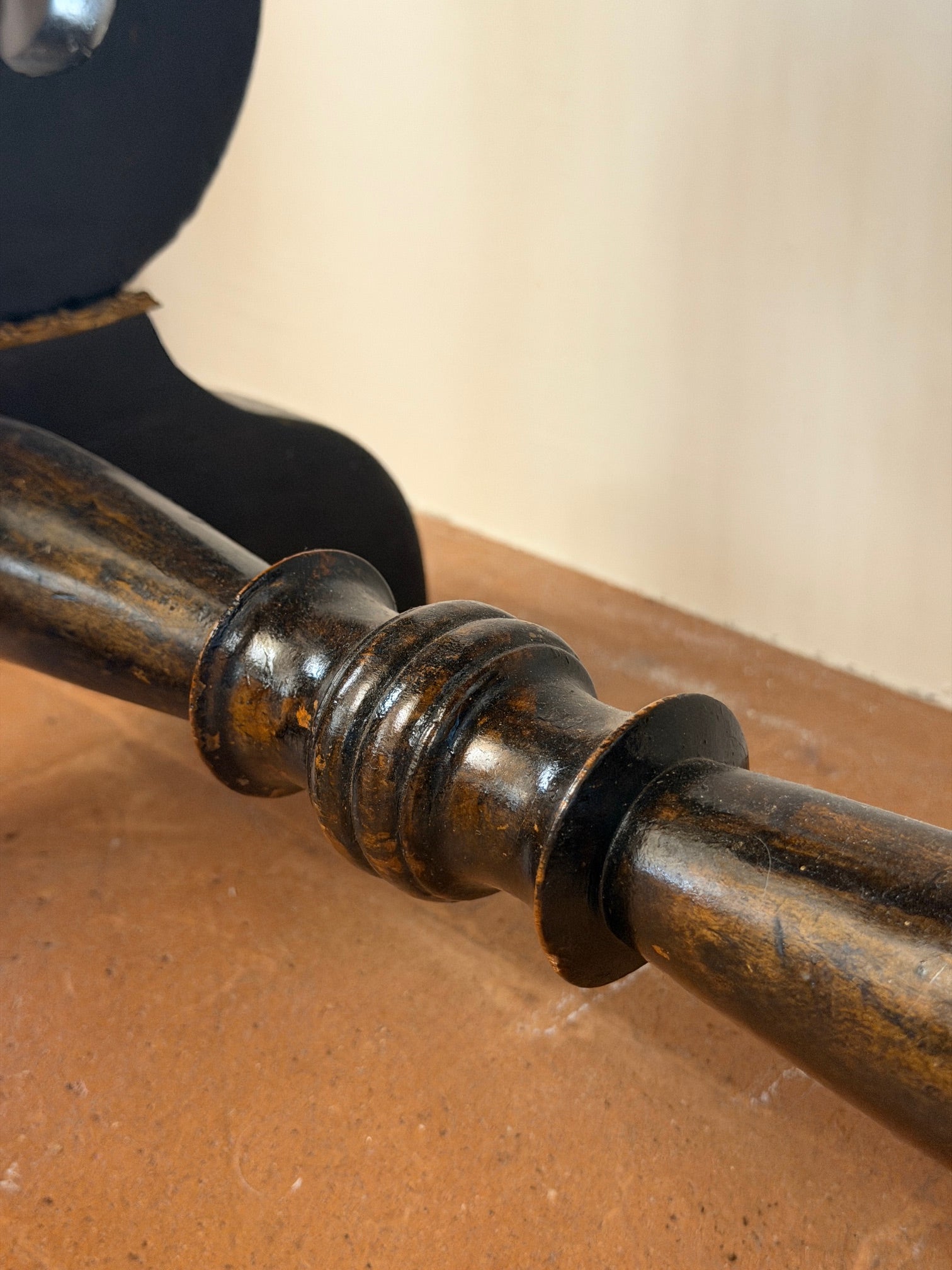 Console Antica '800 Stile Impero con Gambe a Lira e Fregi Dorati con Specchio Interno