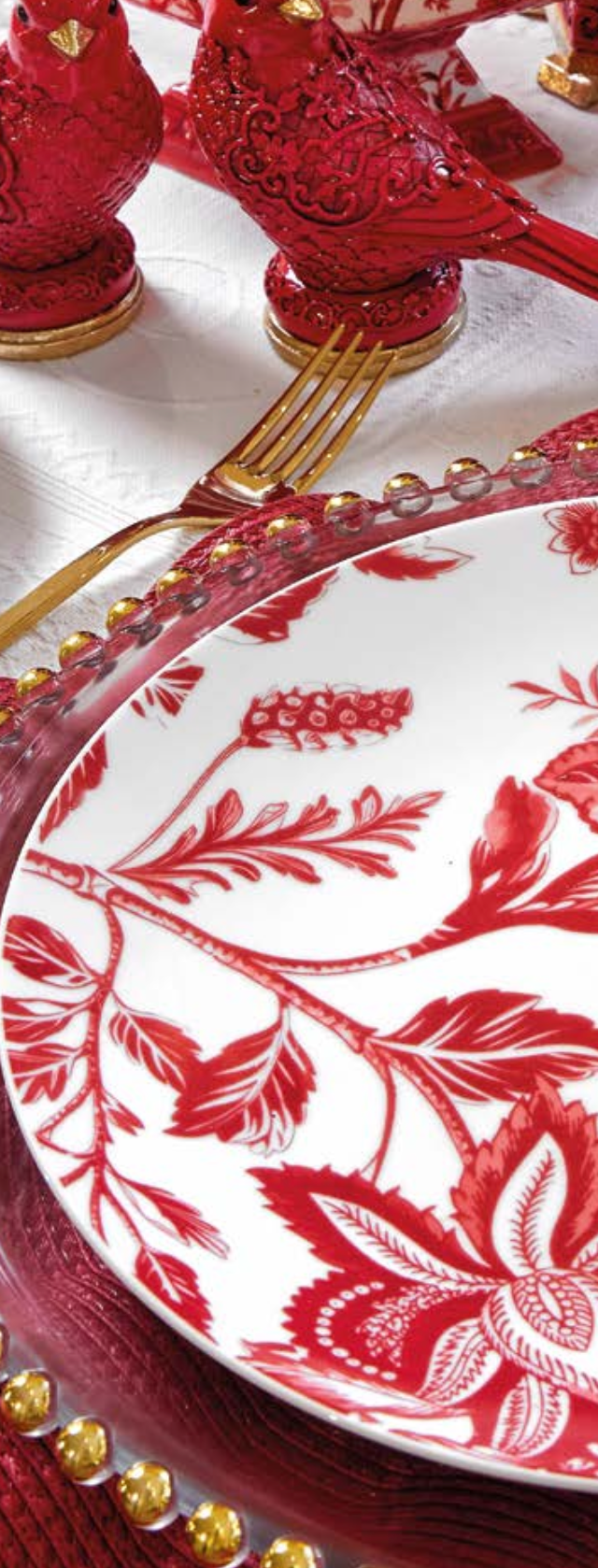 Servizio piatti 18 pezzi in Porcellana - decoro Rosso Bordeaux