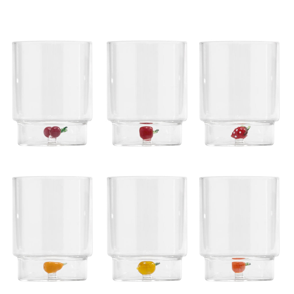 Set da n° 6 Bicchieri acqua tumbler  TECA FRUTTA originali Zafferano