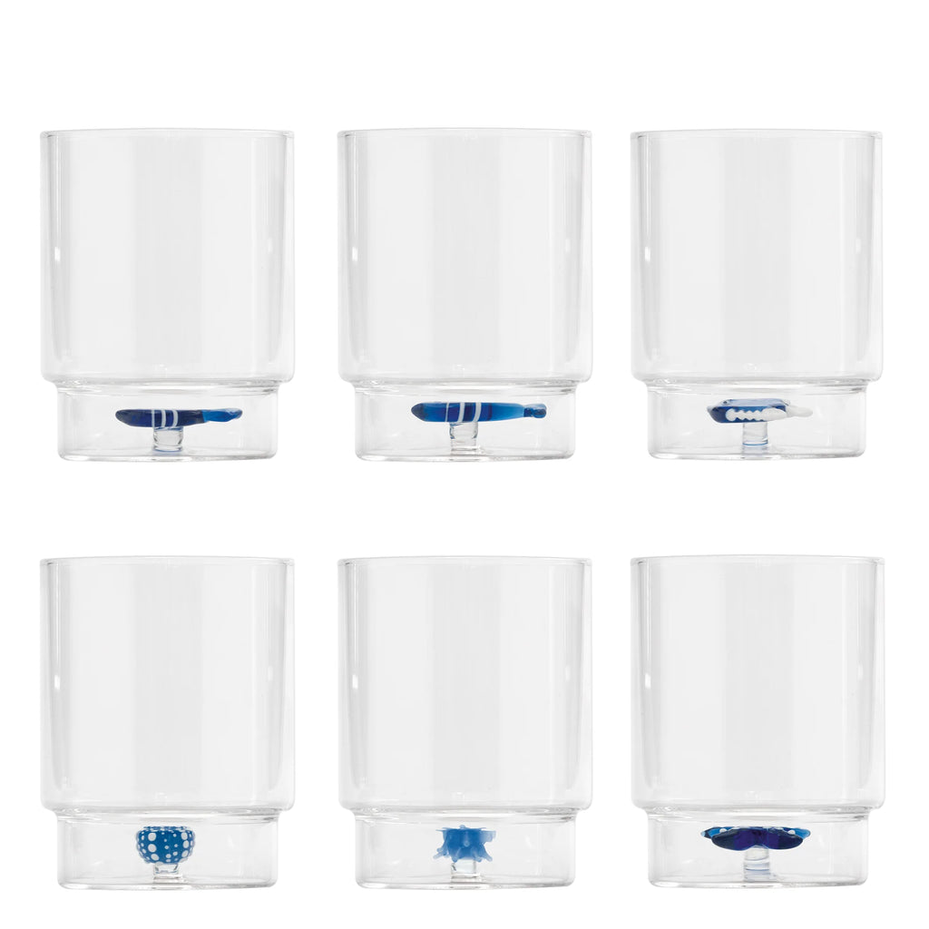 Set da n° 6 Bicchieri acqua tumbler  TECA MARE originali Zafferano