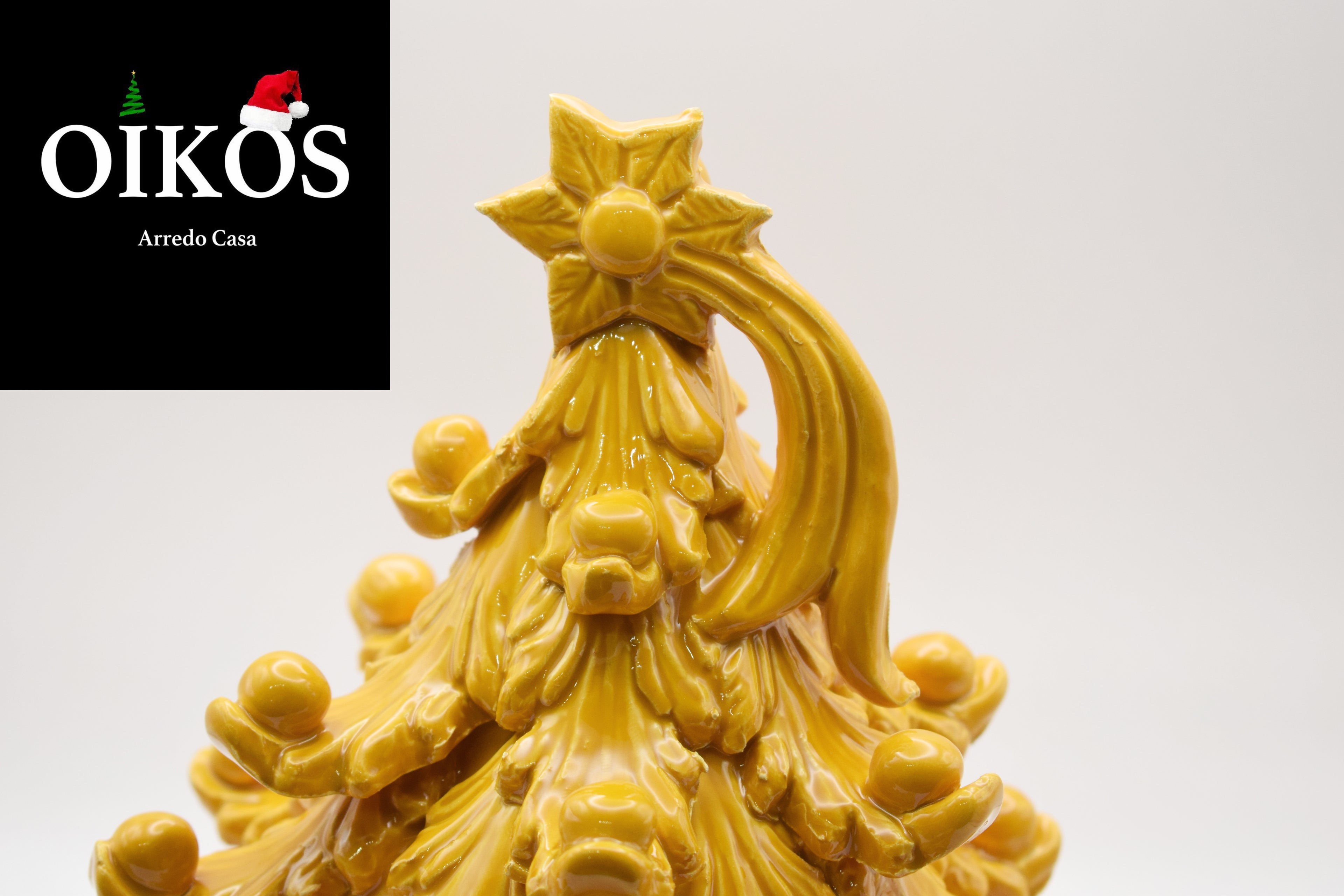 Albero di Natale Caltagirone Realizzato a mano h. 21 color Senape Lucido