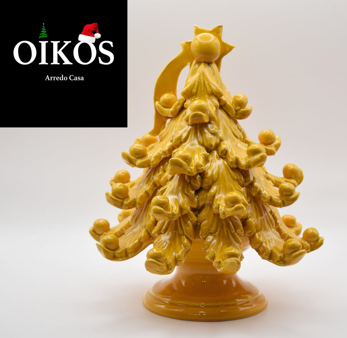 Albero di Natale Caltagirone Realizzato a mano h. 21 color Senape Lucido