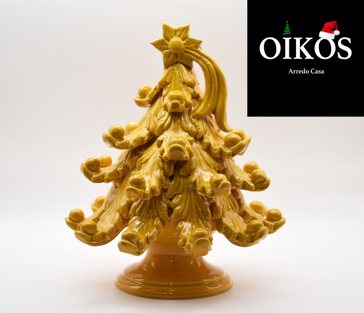 Albero di Natale Caltagirone Realizzato a mano h. 21 color Senape Lucido
