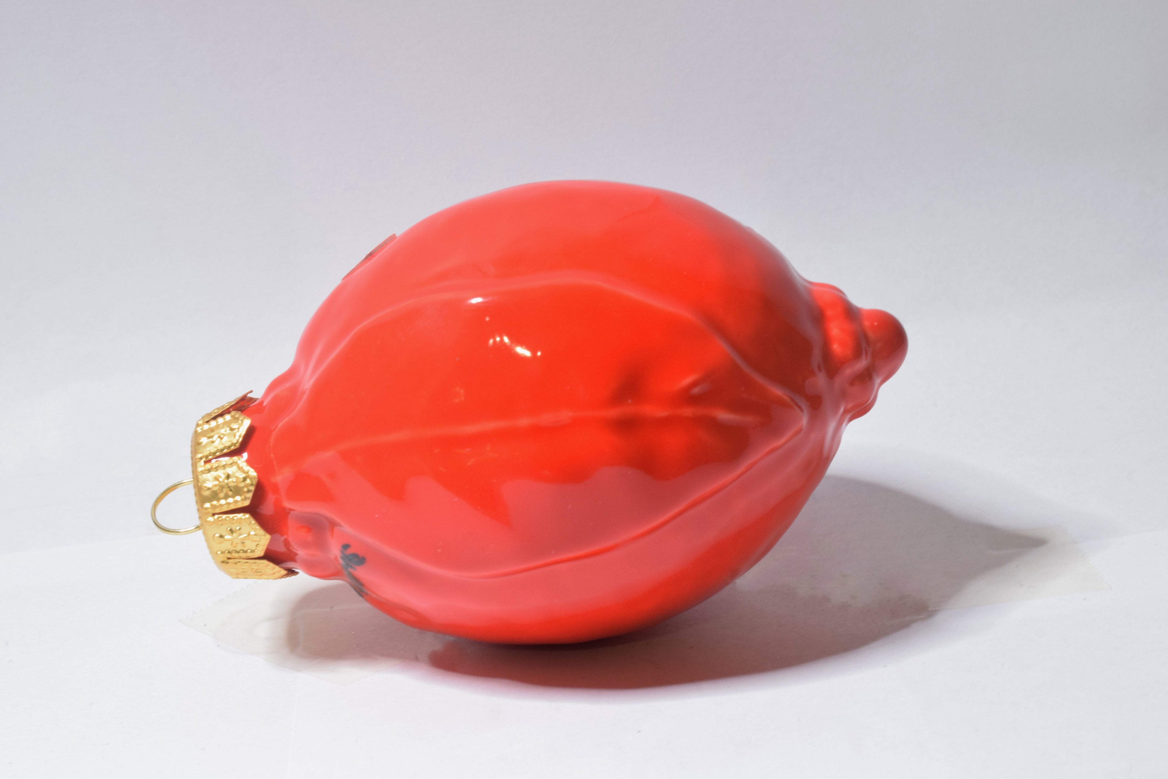 Addobbo per Albero decoro Limone Rosso Fuoco - realizzato a mano Antica scuola di Caltagirone diam. 8 cm in ceramica maiolica