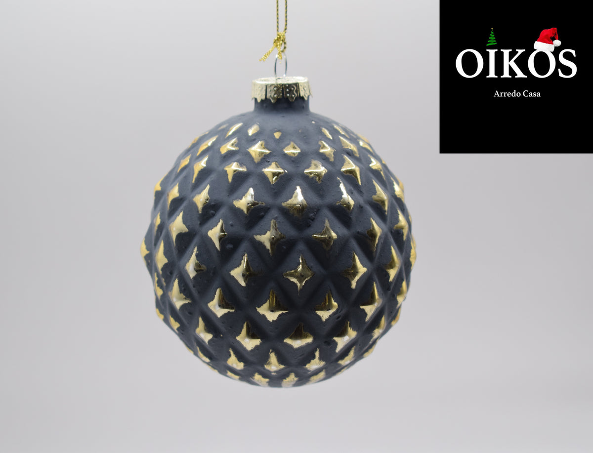 SET n° 2 Palle di natale in vetro diam. 10 - Sfere color antracite ed oro