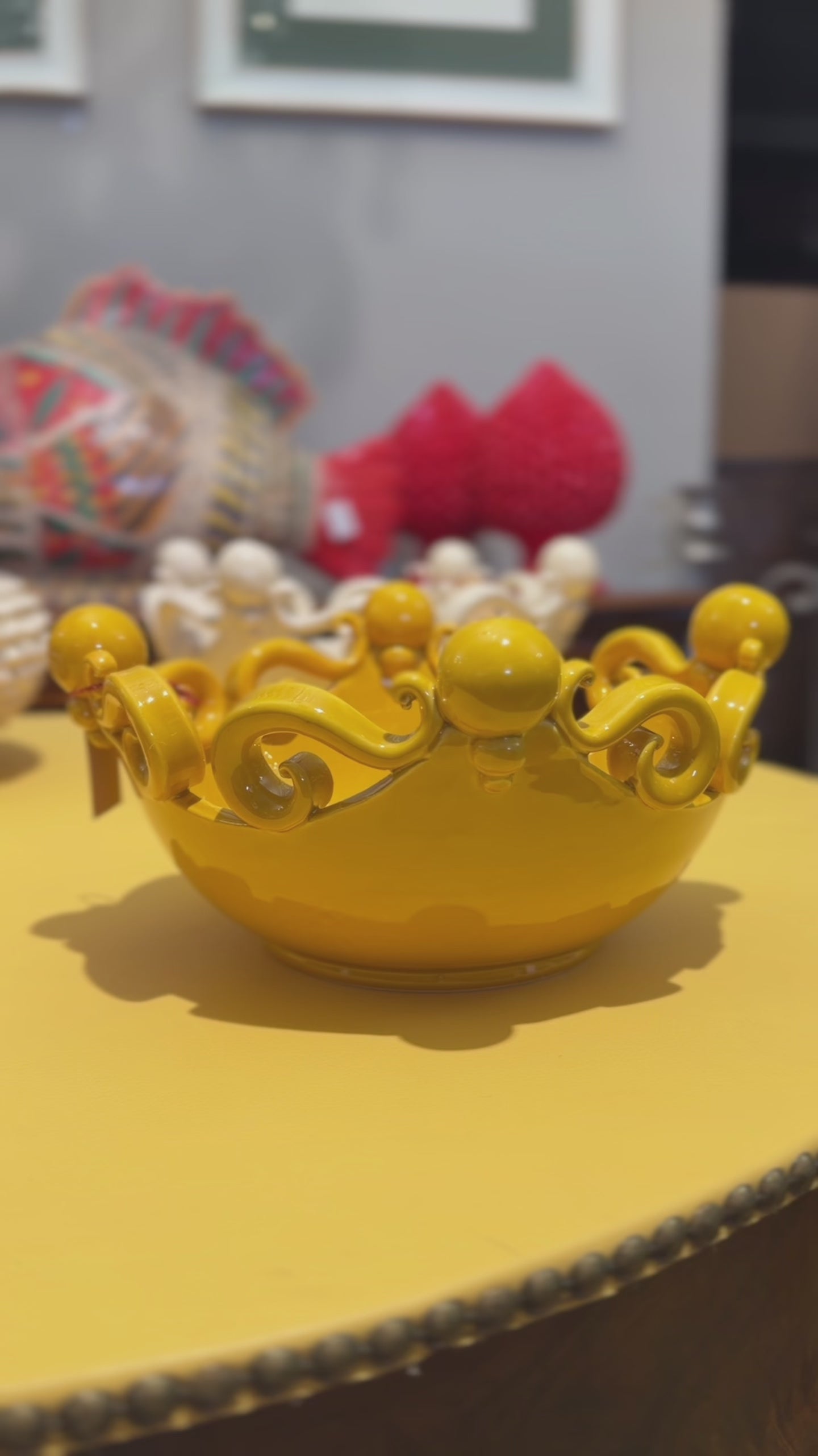 Caltagirone Centrotavola pallina Ø 25 Senape