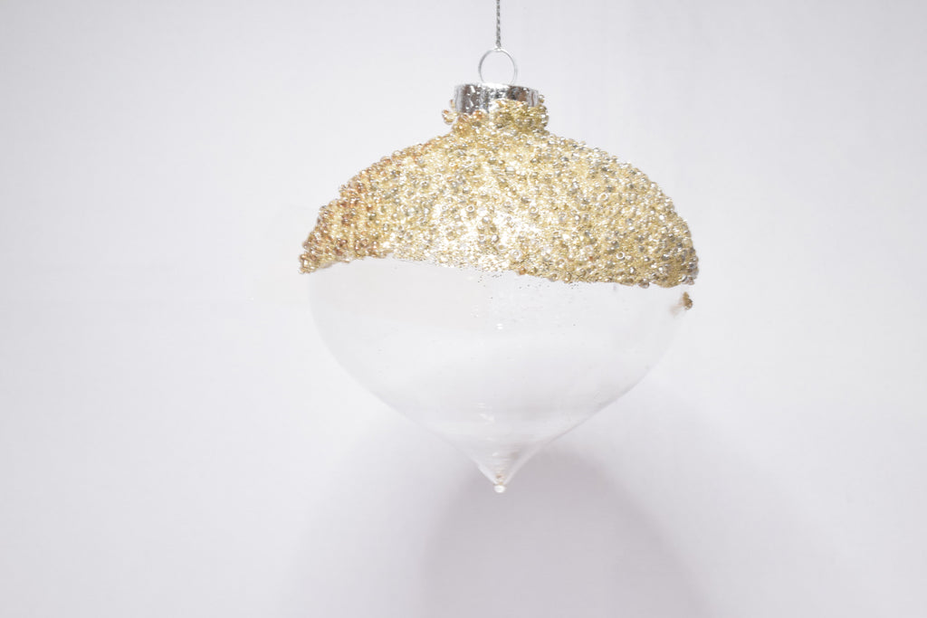 SET n° 3 Palline per Albero di Natale in vetro soffiato e decoro brillantinato in rialzo - diam. 8 cm 5 € cad.